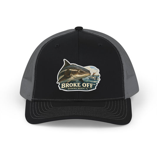 Broke Off Co. Cobia Trucker Hat | Coastal Fishing Lifestyle | Madeira Beach FL - One size / Black / Charcoal