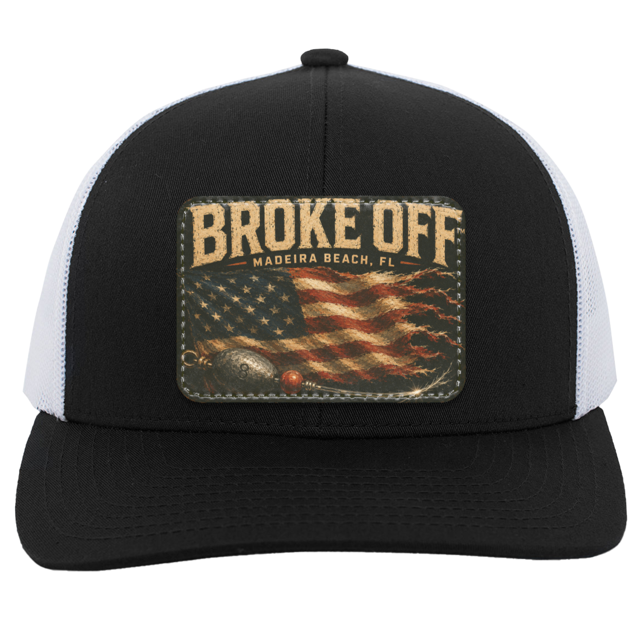 BROKE OFF™ Frayed Flag Fishing PATCH Hat | Madeira Beach, FL