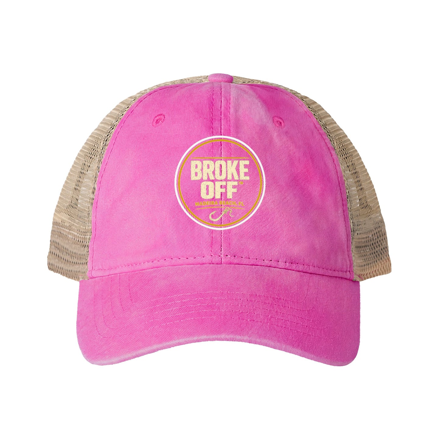 Broke Off Co. Women's Ponytail Trucker Hat | Madeira Beach FL - One size / Rose / Polka Dots