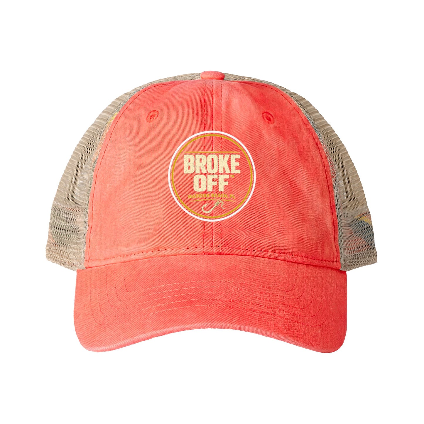 Broke Off Co. Women's Ponytail Trucker Hat | Madeira Beach FL - One size / Sherbet / Stripes