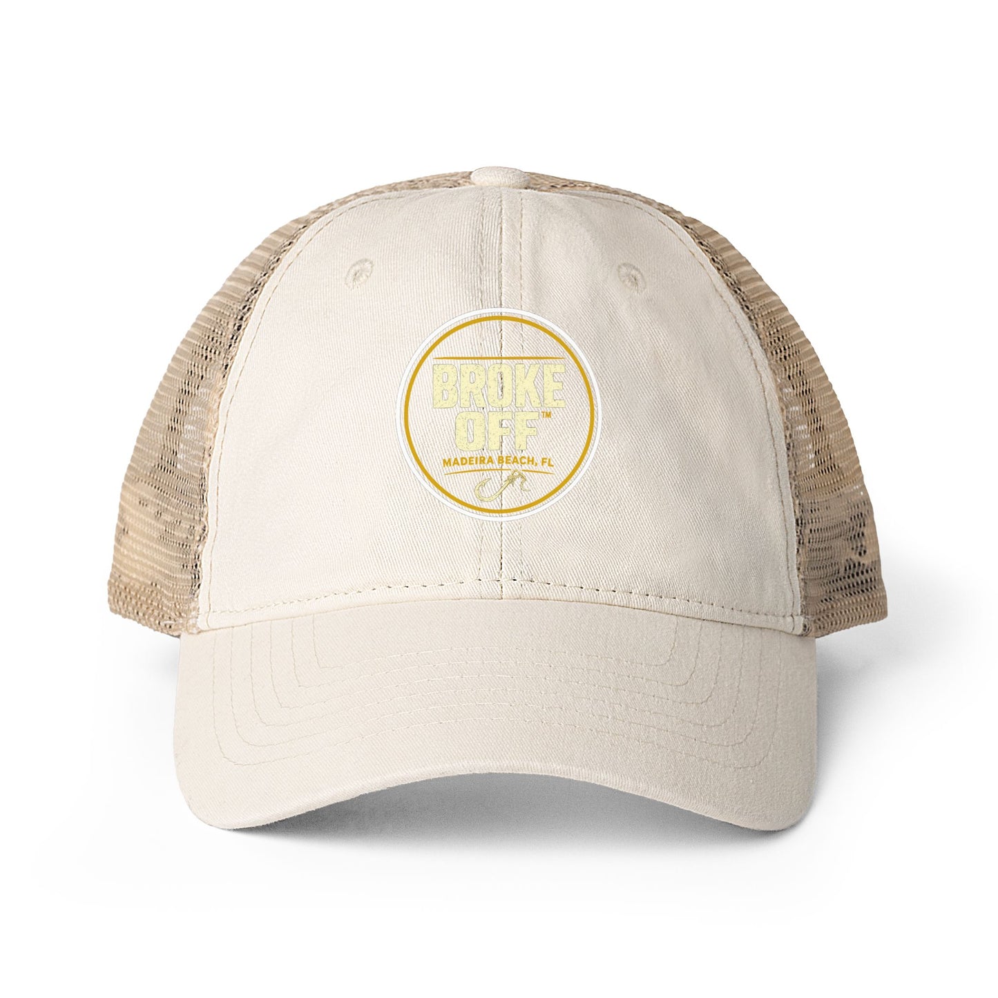 Broke Off Co. Women's Ponytail Trucker Hat | Madeira Beach FL - One size / Vanilla / Longhorn / Khaki
