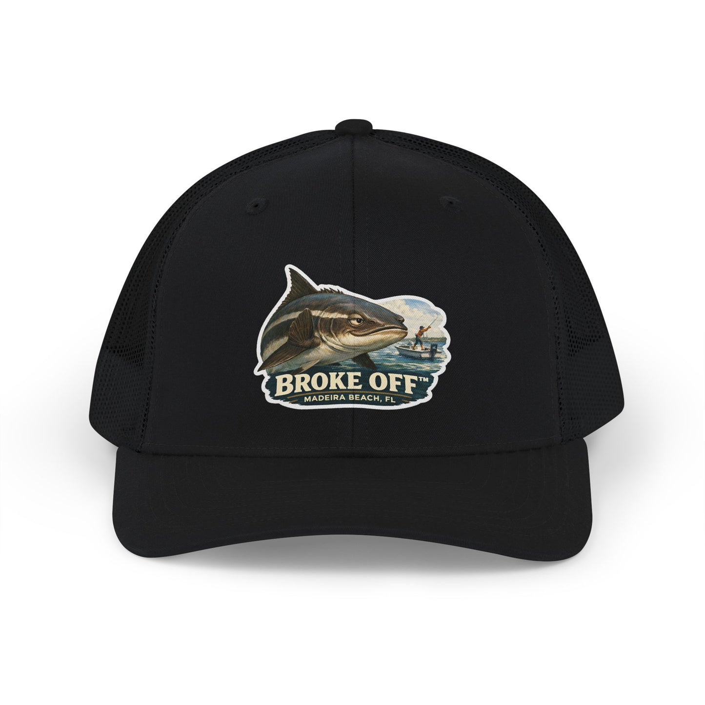 Broke Off Co. Cobia Trucker Hat | Coastal Fishing Lifestyle | Madeira Beach FL - One size / Black / Black