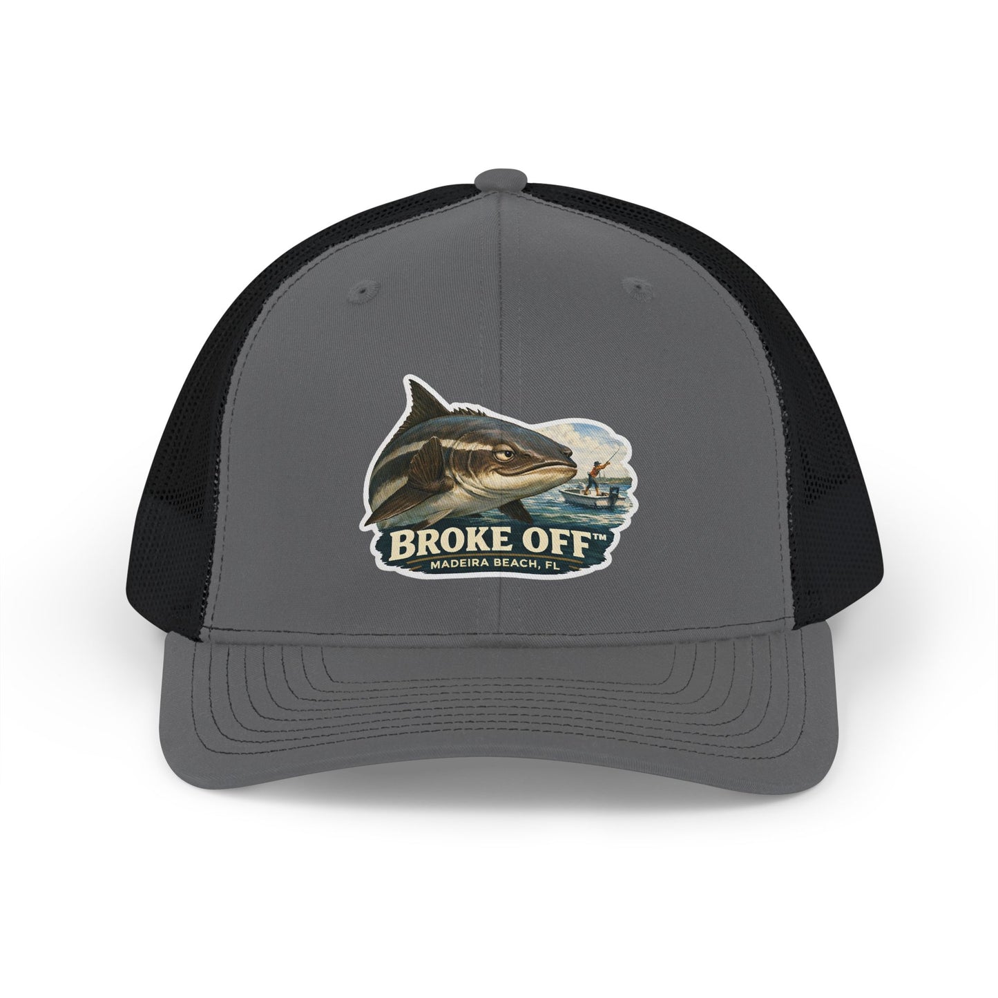 Broke Off Co. Cobia Trucker Hat | Coastal Fishing Lifestyle | Madeira Beach FL - One size / Charcoal / Black