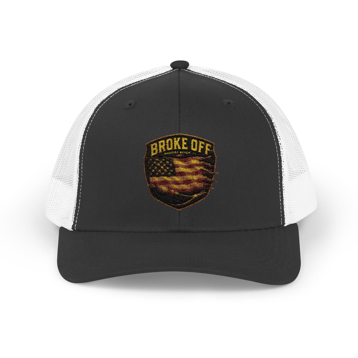 BROKE OFF™ Frayed Flag Fishing Hat | Madeira Beach, FL - Black / White / One size