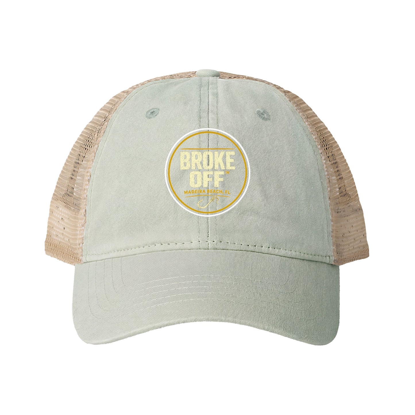 Broke Off Co. Women's Ponytail Trucker Hat | Madeira Beach FL - One size / Sage / Polka Dots