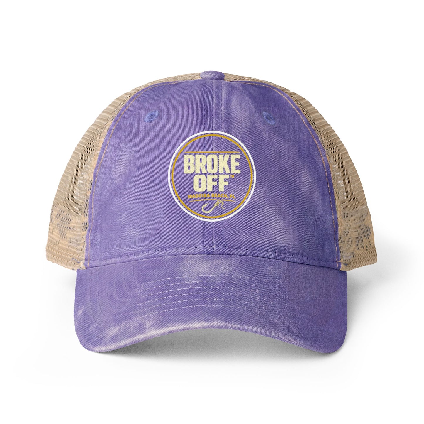 Broke Off Co. Women's Ponytail Trucker Hat | Madeira Beach FL - One size / Violet / Floral / Khaki