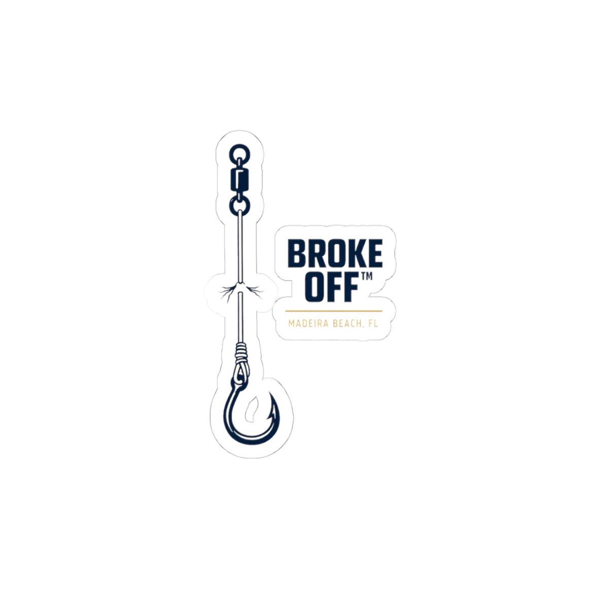 Broke Off Co. Fishing Rig Sticker | Coastal Fishing Decal | Madeira Beach FL - 4" × 4" / White