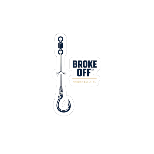 Broke Off Co. Fishing Rig Sticker | Coastal Fishing Decal | Madeira Beach FL - 4" × 4" / White