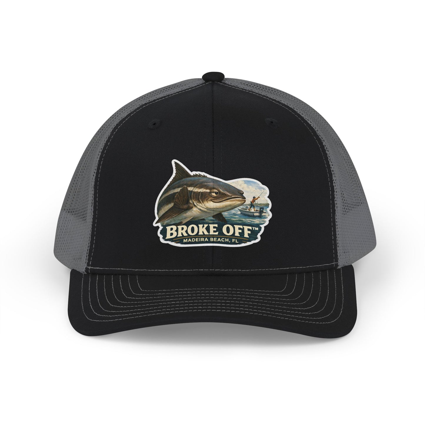 Broke Off Co. Cobia Trucker Hat | Coastal Fishing Lifestyle | Madeira Beach FL - One size / Black / Charcoal