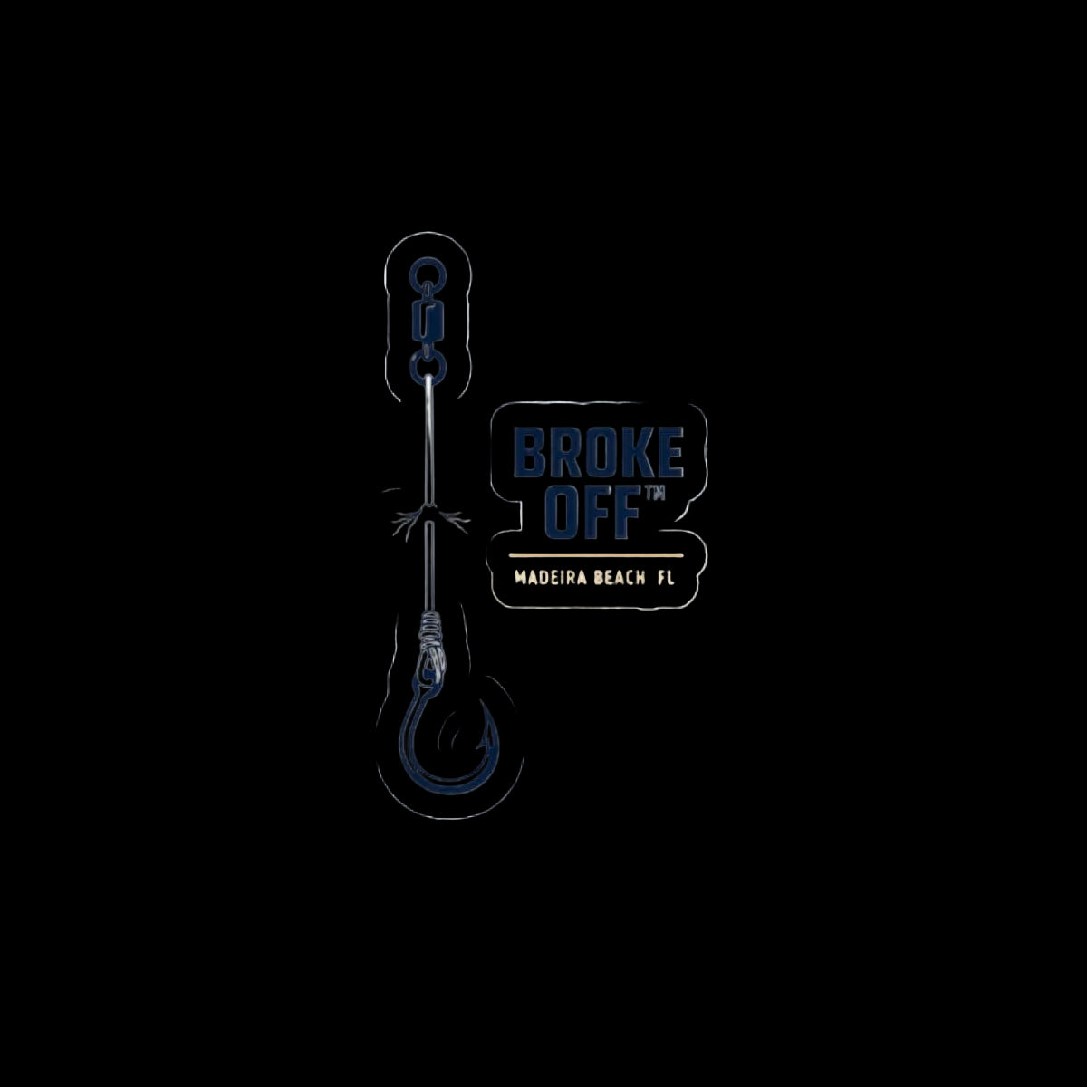 Broke Off Co. Fishing Rig Sticker | Coastal Fishing Decal | Madeira Beach FL - 2" × 2" / White